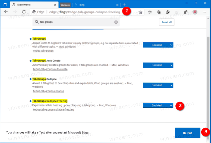 onglets de réduction Microsoft Edge