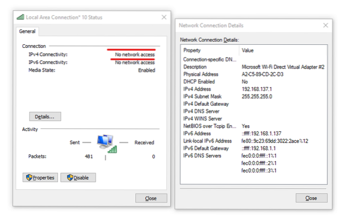 mobil hotspot tilkoblet, men ingen internettilgang windows 10