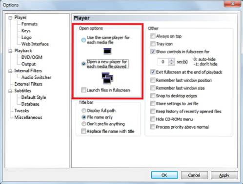 mpc hc multiple instances