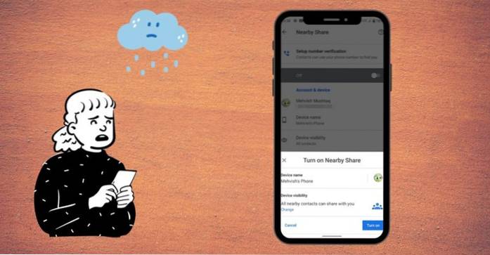 le partage à proximité n'apparaît pas sur Android