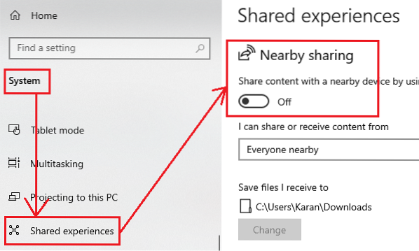 nearby sharing not showing up windows 10