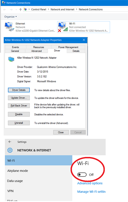 geen optie om wifi-vensters 10 in te schakelen