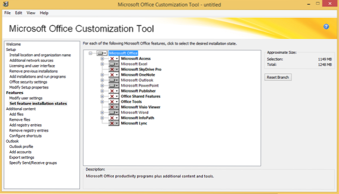 Office 365 tilpasset installation