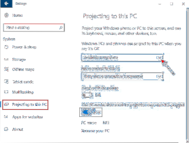 proiecția către acest computer nu funcționează