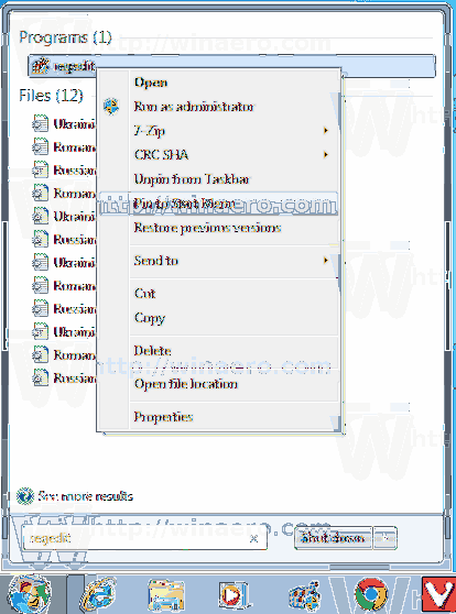 regedit startmenu windows 10