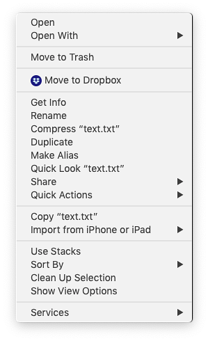 remove dropbox from right click menu mac
