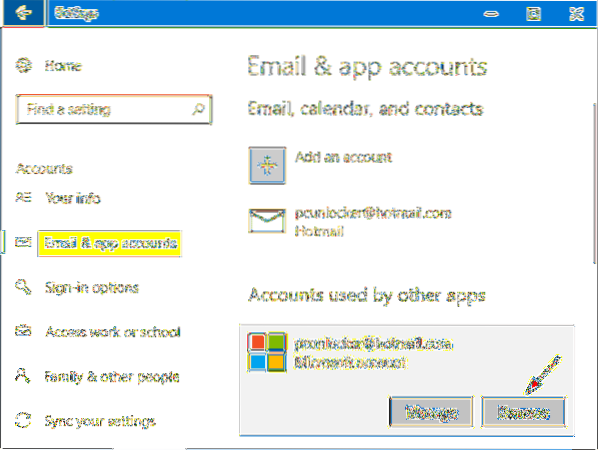eliminar cuenta de microsoft