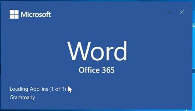 odebrat úvodní obrazovku Office 365