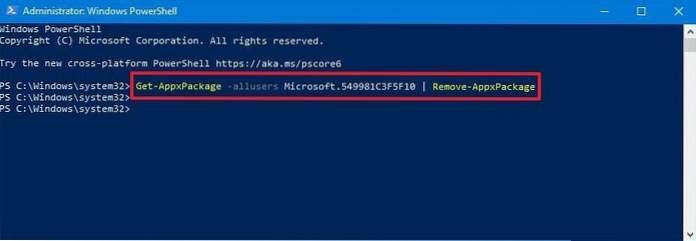 remove-appxpackage cortana