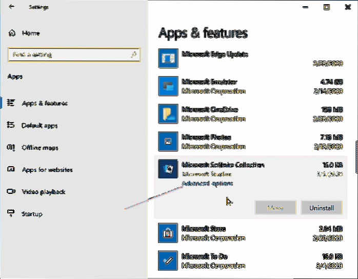 restablecer las estadísticas del solitario windows 10