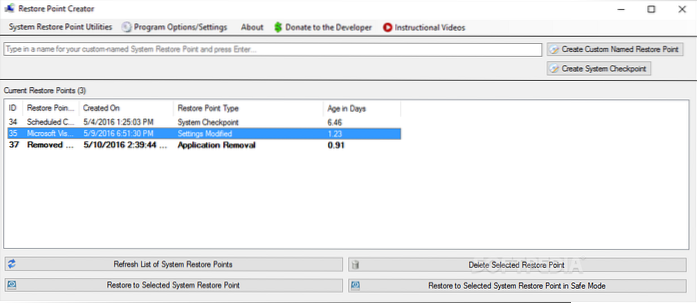 restabiliți alternativa creatorului de puncte