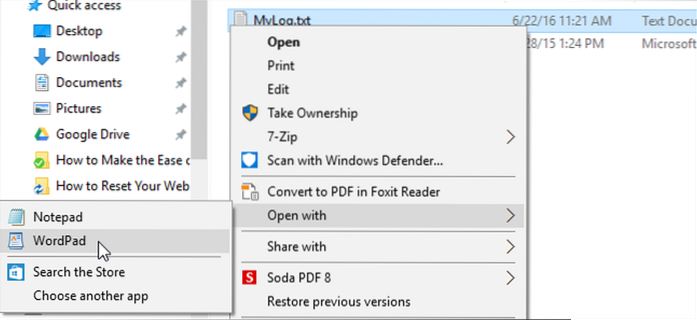 faceți clic dreapta opțiuni lipsă Windows 10