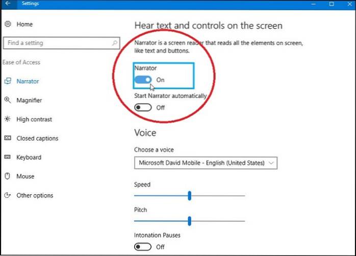 screen reader windows 10