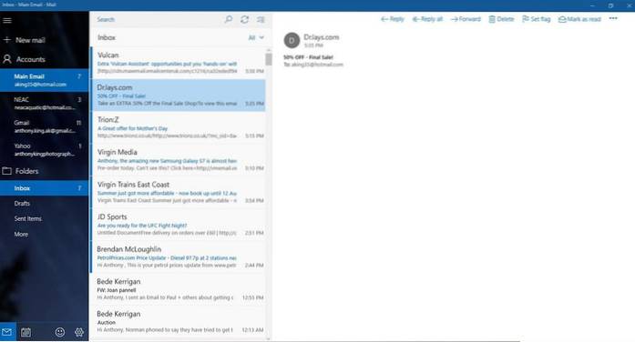 wysłane z poczty dla znaczenia systemu Windows 10