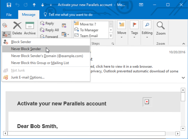 skickas från e-post för Windows 10-skräppost