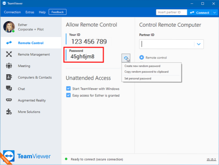 teamviewer random password after each session deactivation