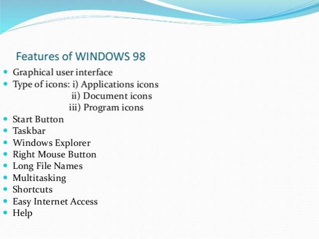 as principais características do windows