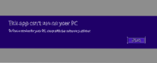 tato aplikace nemůže běžet na vašem PC Windows 8