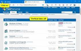 desligue as abas verticais