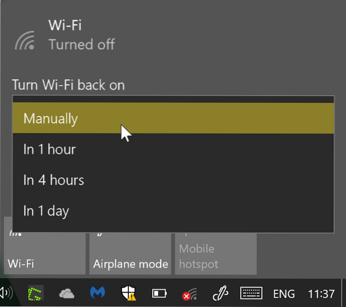 riattiva il Wi-Fi manualmente Windows 10