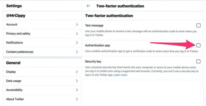 Twitter con autenticazione a due fattori