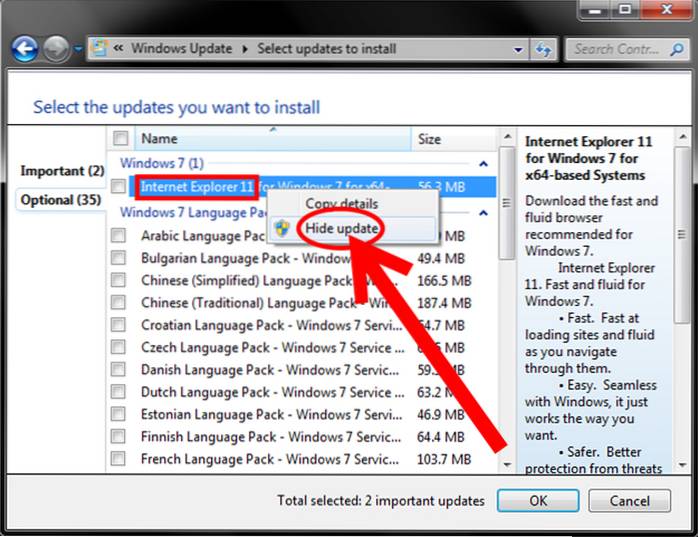uninstall internet explorer windows 7