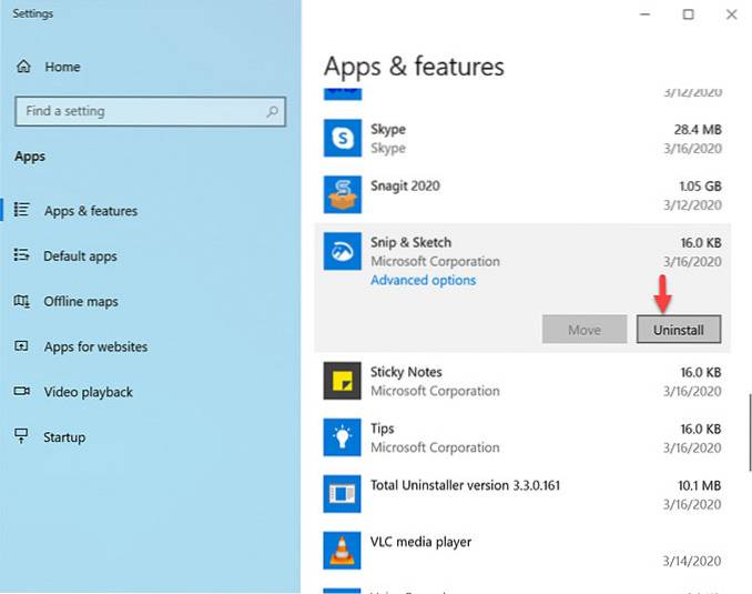 uninstall snipping tool
