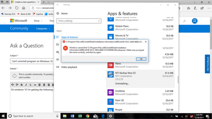disinstallare le app di Windows 10