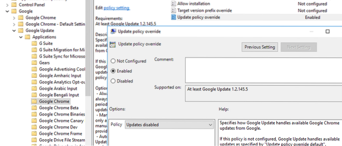 update policy override google chrome