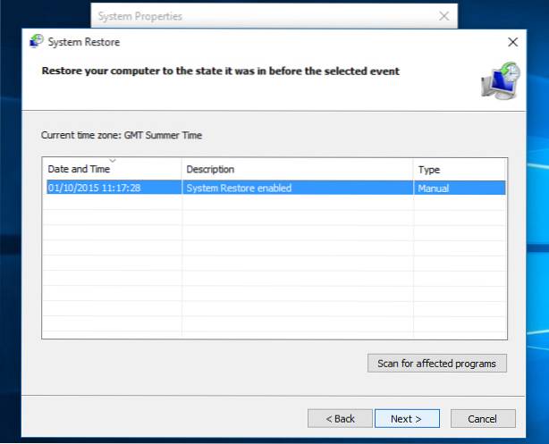 wat is systeemherstel windows 10