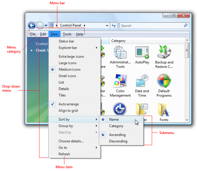 what programs are there in the standard menu windows