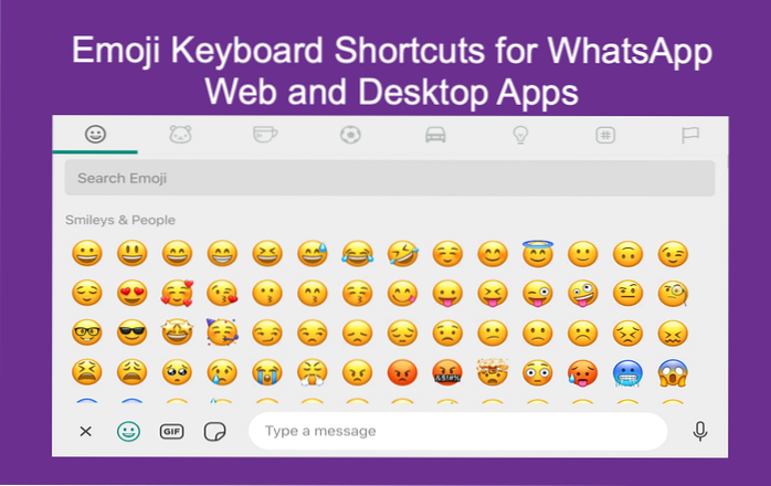 whatsapp web shortcuts emoji