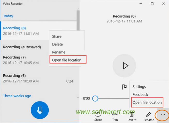 Wo speichert Voice Recorder Dateien Windows 8