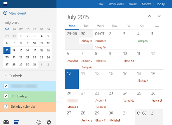 where is the windows 10 calendar app