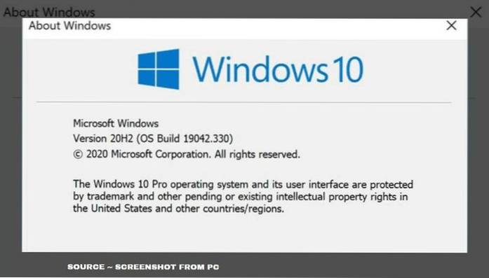velikost aktualizace Windows 10 20h2