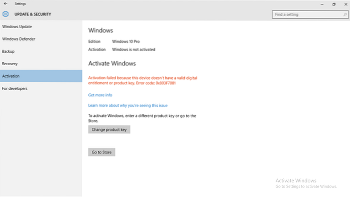 chybí nástroj pro odstraňování problémů s aktivací systému Windows 10