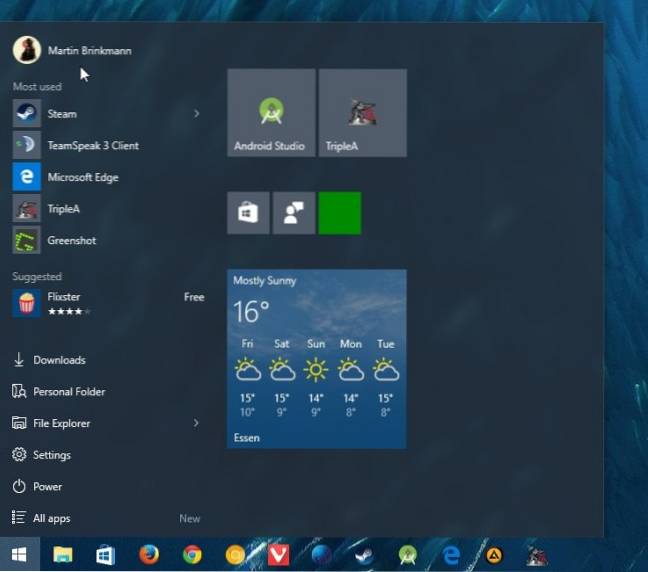 windows 10 advertenties in startmenu