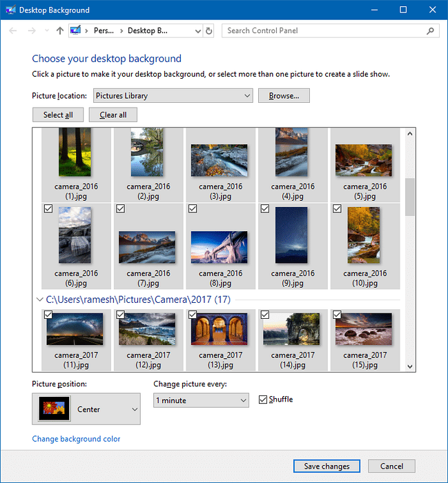 podsložky prezentace na pozadí Windows 10