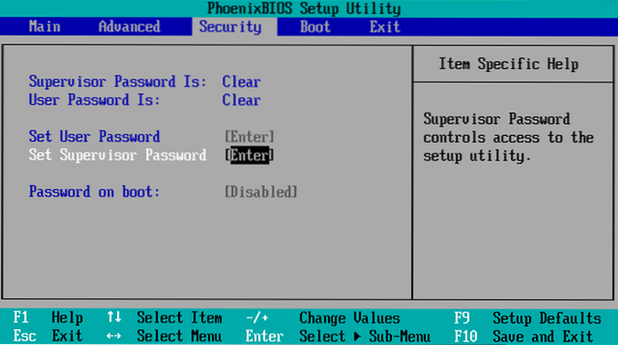 windows 10 bios supervisor lösenord