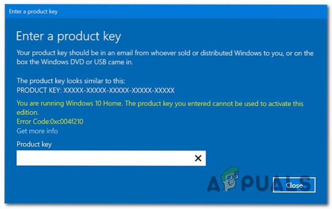 Windows 10 kan de productsleutel niet invoeren