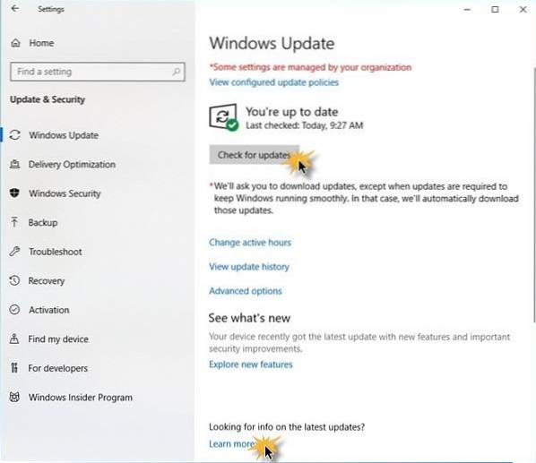 Windows 10 zkontrolovat aktualizace