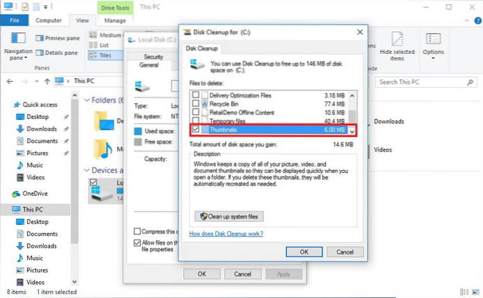 windows 10 tømme miniatyrbuffer