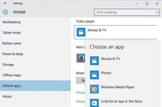 Windows 10 standard videospelare