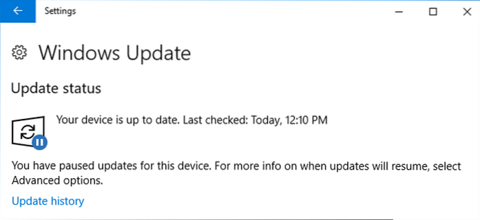 Windows 10 amână actualizările