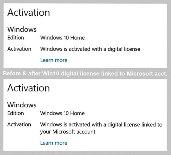 windows 10 digital license local account
