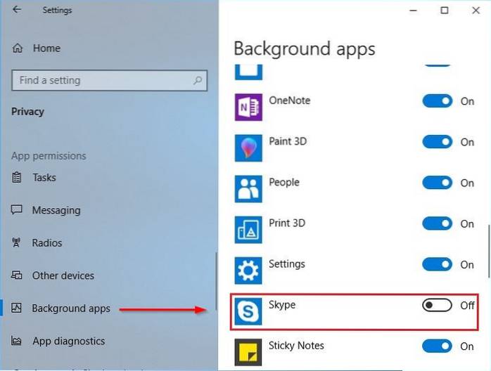 Windows 10 zakázat skype
