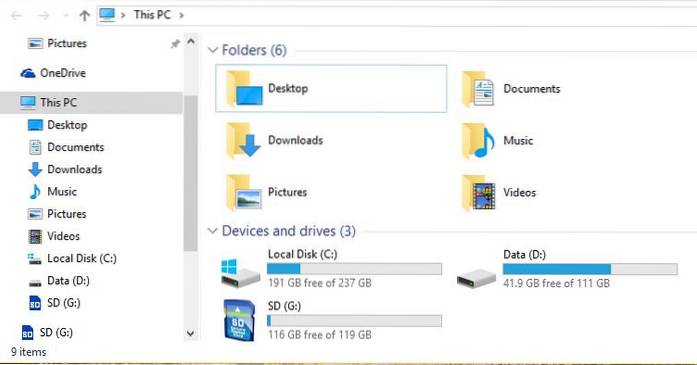 ajustes do Windows 10 File Explorer