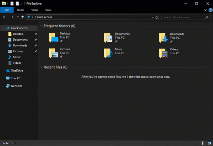 colore di sfondo della cartella Windows 10 nero