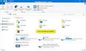 vyhlazování písma systému Windows 10