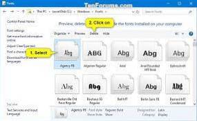 dossier de polices Windows 10